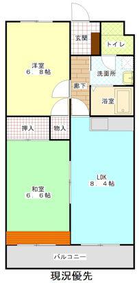 ビューしじみの森(2LDK/2階)の間取り写真