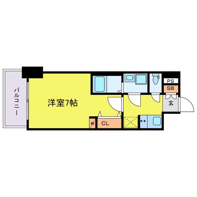 S-RESIDENCE福島玉川UNO(1K/9階)の間取り写真