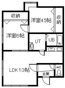 プログレスコート(2LDK/1階)の間取り写真