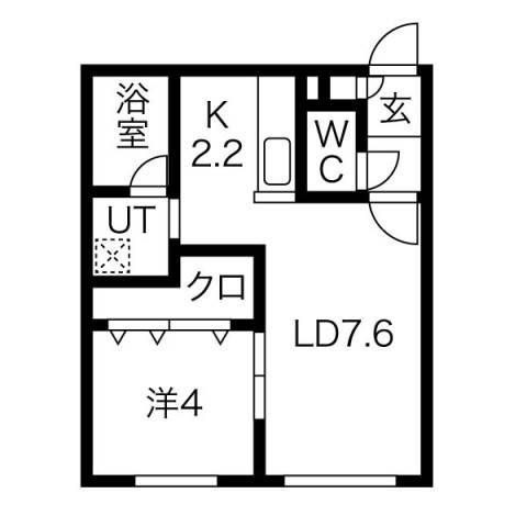CHAMBRE宮の沢(1LDK/2階)の間取り写真