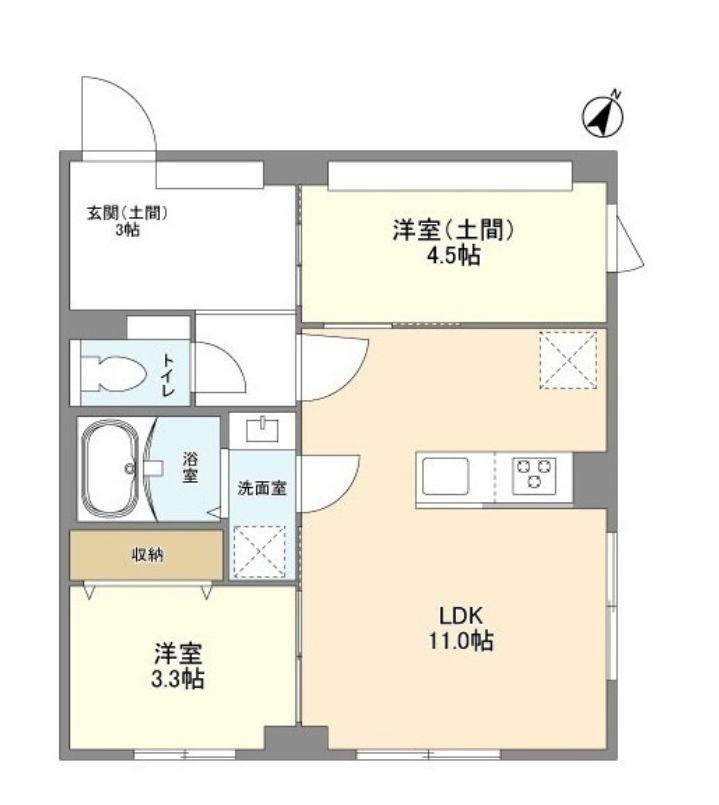 ウェルスクエア目黒(2LDK/3階)の間取り写真