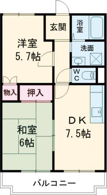 エクレール(2DK/3階)の間取り写真