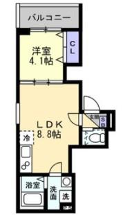 グランシェード川入(1LDK/3階)の間取り写真
