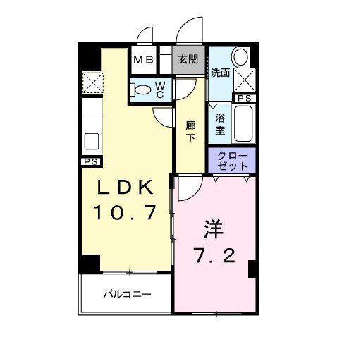 エアリーUSII(1LDK/3階)の間取り写真