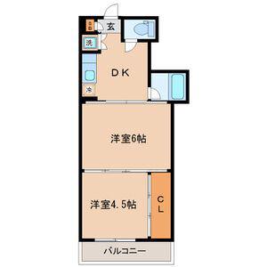 シャングリラ福沢(2DK/4階)の間取り写真