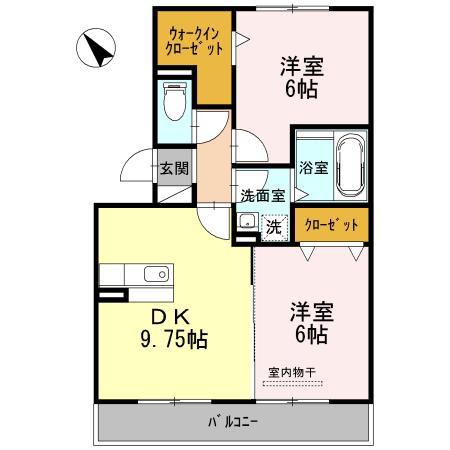 ルミエール新道(2DK/2階)の間取り写真