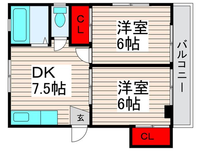 皿沼コーポ(2DK/2階)の間取り写真