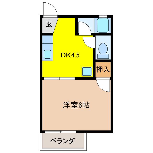コーポラス林町(1DK/2階)の間取り写真