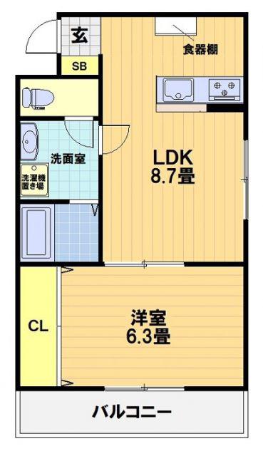 シャルレ12番館(1LDK/3階)の間取り写真