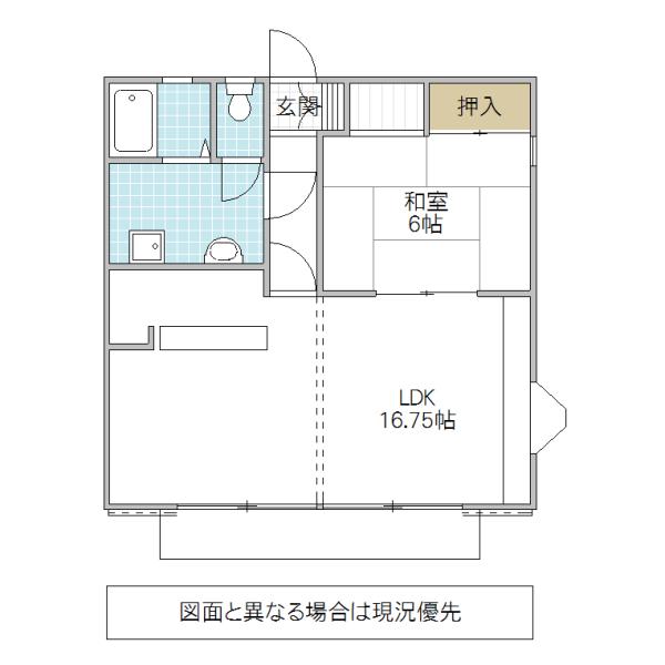 ファイブウッドB(1LDK/1階)の間取り写真