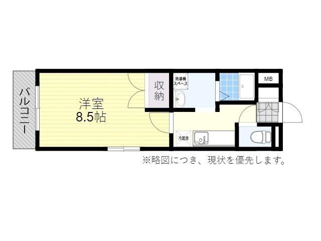 フォリスト亀川(1K/2階)の間取り写真