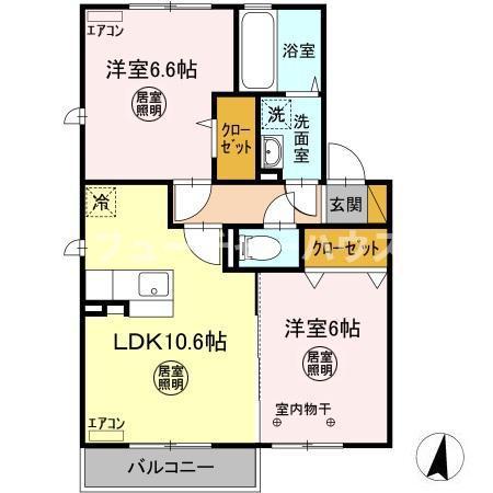 クロノスY(2LDK/2階)の間取り写真