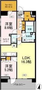 ロイヤルパークス仙台青葉通(2LDK/15階)の間取り写真