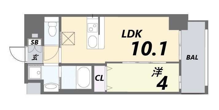 リエール武庫之荘(1LDK/2階)の間取り写真