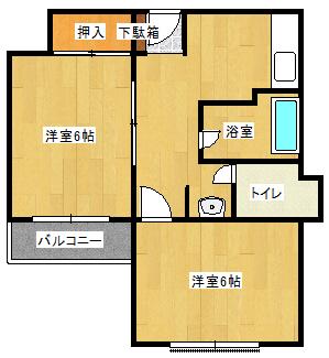 GS服部(2DK/2階)の間取り写真