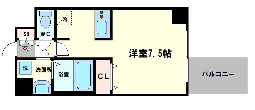 LC上本町(ワンルーム/8階)の間取り写真