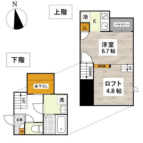 ADC倉敷マリブ(1K/2階)の間取り写真
