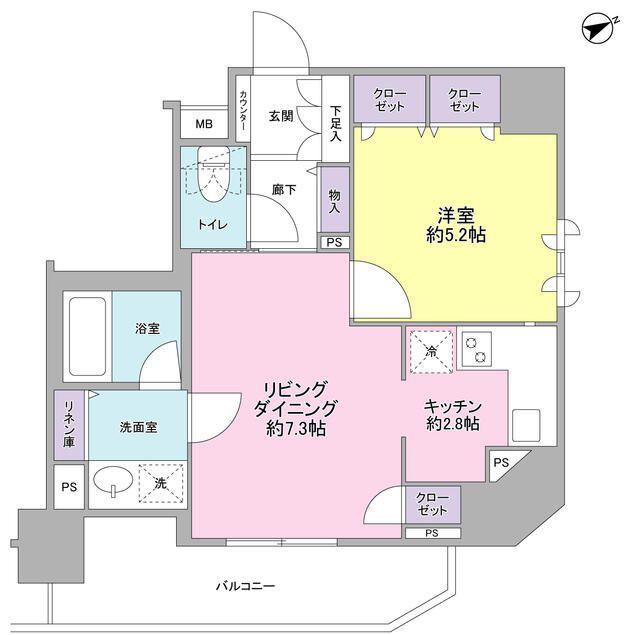 サンピエス大森(1LDK/12階)の間取り写真