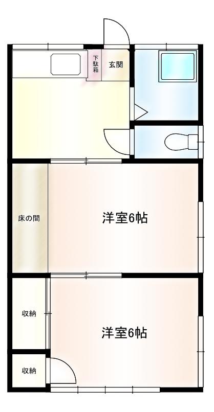 まむろハイツ(2K/1階)の間取り写真
