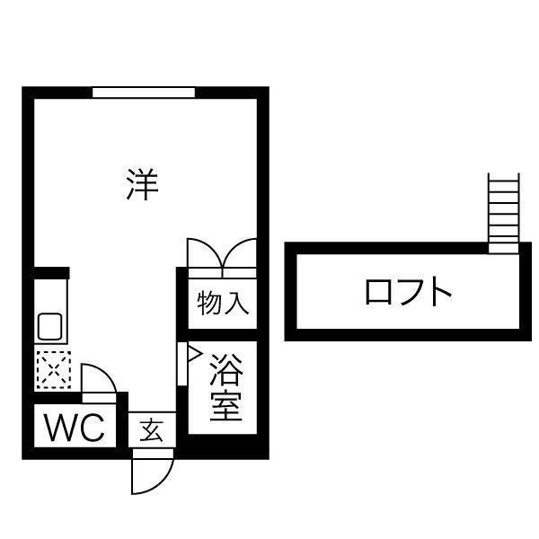 ハイツ深田池(ワンルーム/1階)の間取り写真
