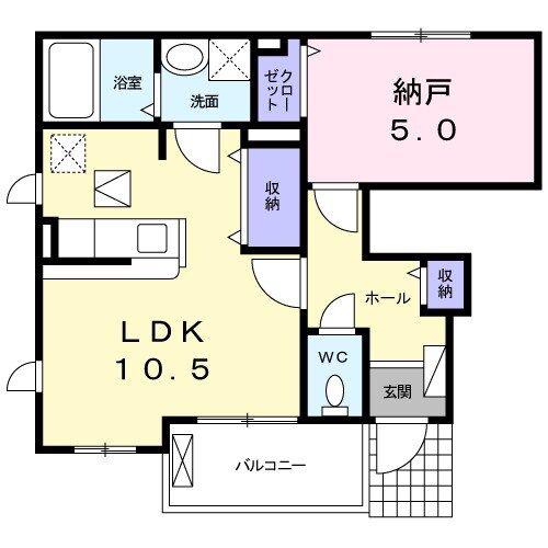 アウローラ八尾(1LDK/1階)の間取り写真