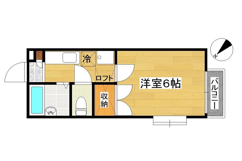 ハミングバード(1K/2階)の間取り写真