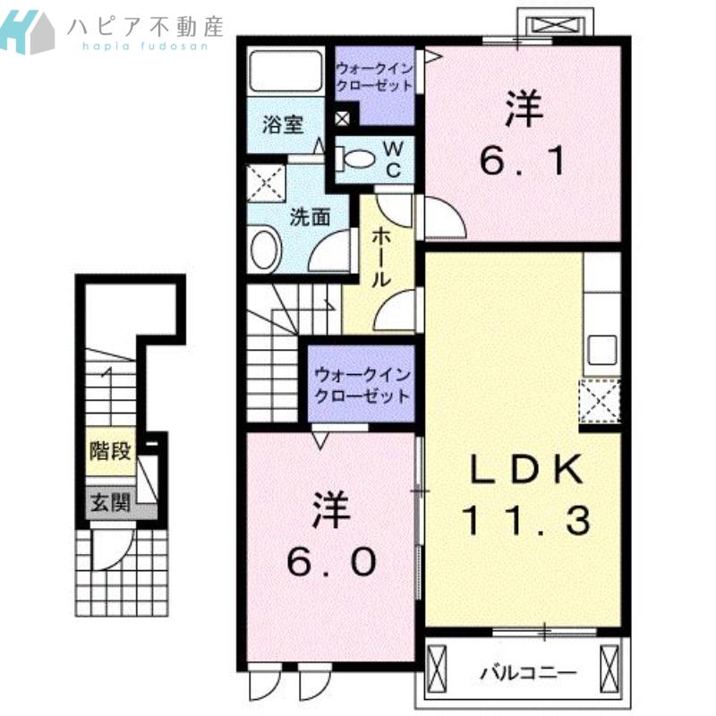 プロムナード瑞穂 II(2LDK/2階)の間取り写真