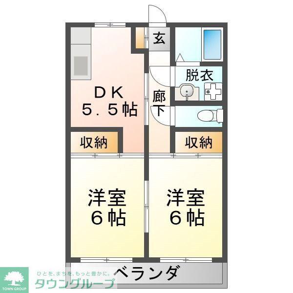 サンベール1(2DK/1階)の間取り写真