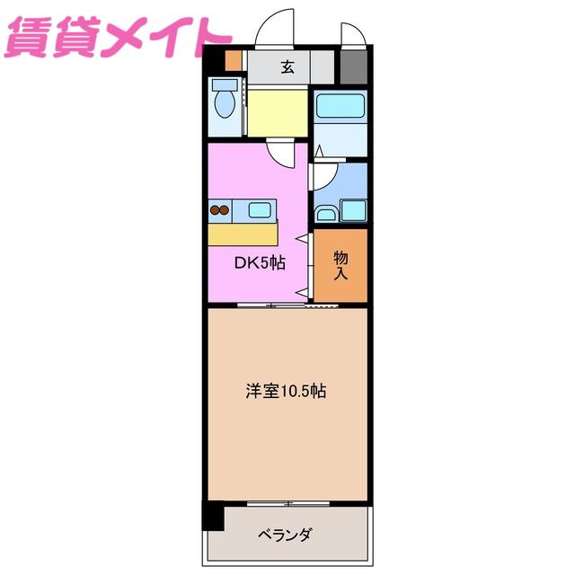 タウンエステート西浦(1DK/2階)の間取り写真