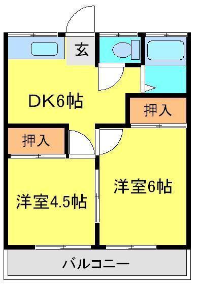 鈴木ハイツ(2DK/2階)の間取り写真