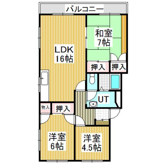 明野コーポ(3LDK/2階)の間取り写真