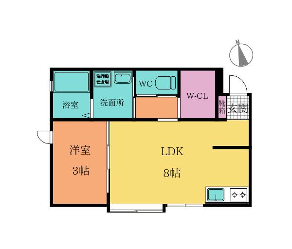 さくらステージ九工大前(1LDK/1階)の間取り写真