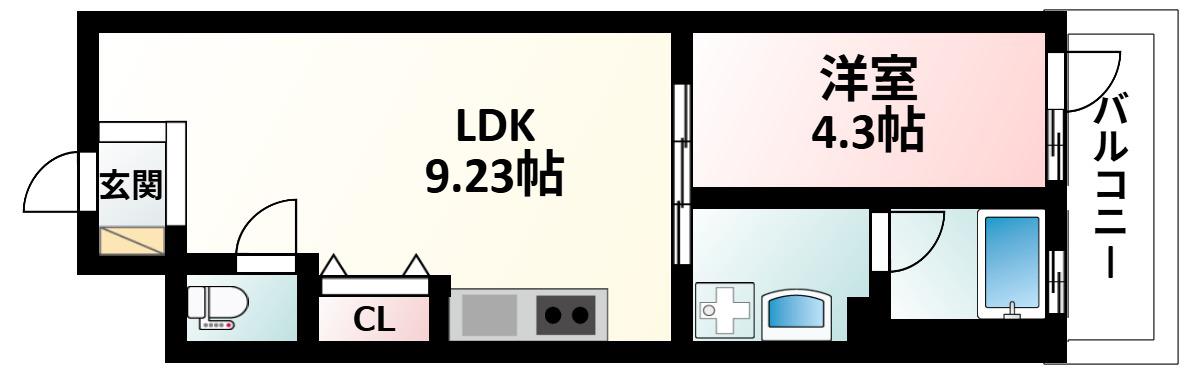 MDI三国コート(1LDK/4階)の間取り写真