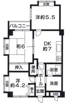 ベネフィス魚住II(3DK/3階)の間取り写真