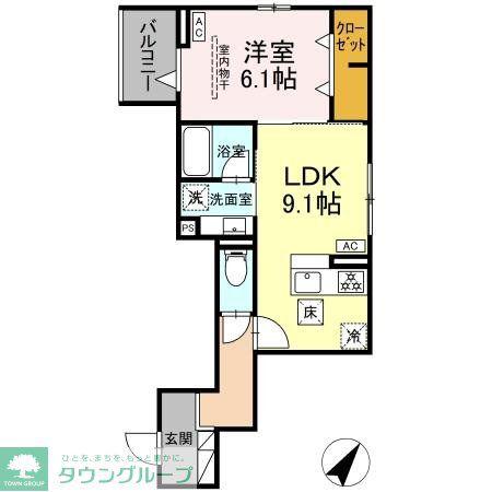 セレスティア綾瀬(1LDK/1階)の間取り写真
