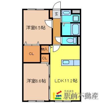 ソレイユ(2LDK/2階)の間取り写真