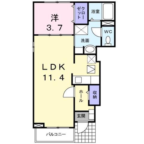 コンフォート(1LDK/1階)の間取り写真