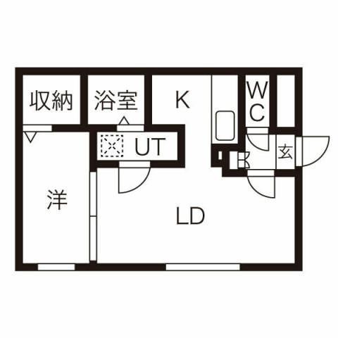 ヴィヴレ月寒(1DK/4階)の間取り写真