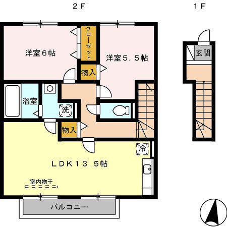 モダンコート(2LDK/1階)の間取り写真
