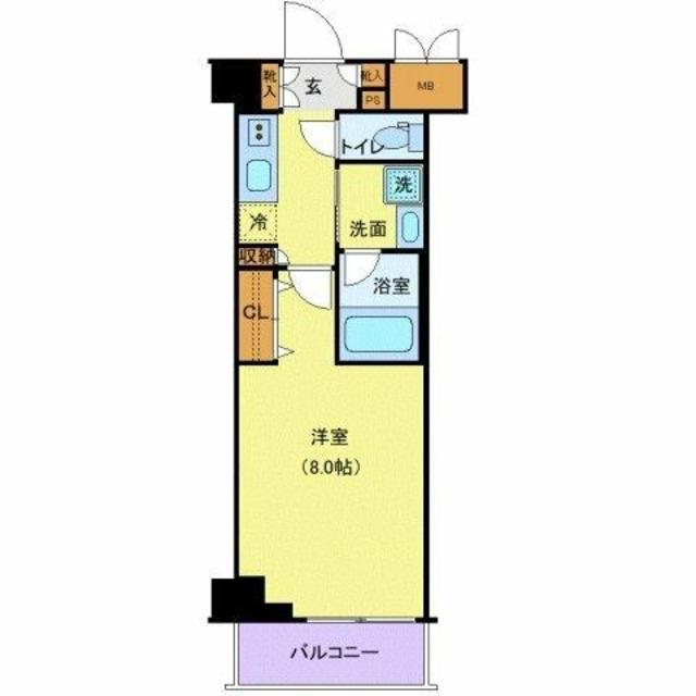 TATSUMIスカイガーデンテラス(1K/5階)の間取り写真
