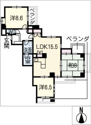 三旺マンション第七覚王山402(3LDK/4階)の間取り写真