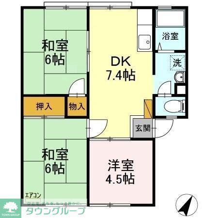 ヴィレッジ松本B棟(3DK/1階)の間取り写真
