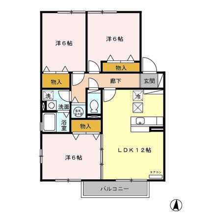 アトリオ A/B(3LDK/1階)の間取り写真