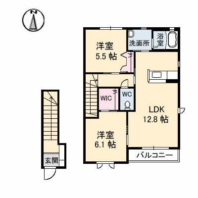 メゾンボヌールB棟(2LDK/2階)の間取り写真