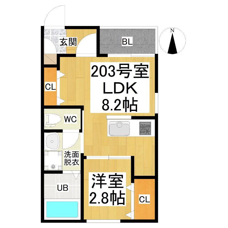 REGALEST浄心(1LDK/2階)の間取り写真