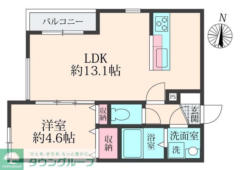 ミリアビタ前原(1LDK/1階)の間取り写真