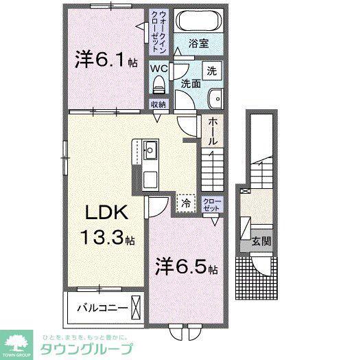 ベル ヴィラージュ B(2LDK/2階)の間取り写真
