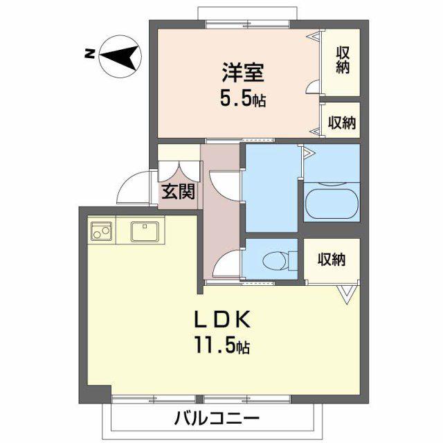 メゾンハリマ(1LDK/2階)の間取り写真