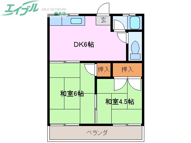 コーポ照(2DK/2階)の間取り写真