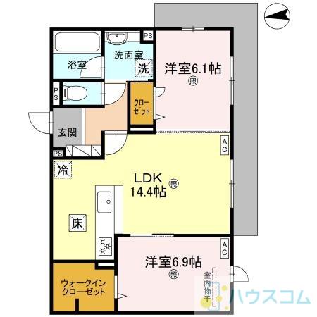 D-RESIDENCE南茨木Ⅱ(2LDK/1階)の間取り写真